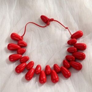 Elegant Red Beaded Necklace
